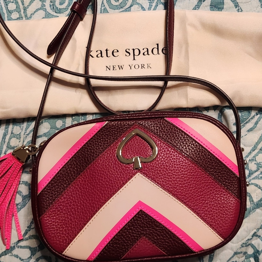 Kate Spade Pink and Burgundy Crossbody And Dust Bag. EUC